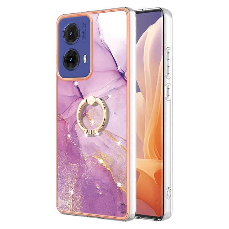 Electroplating Marble IMD TPU Phone Case with Ring Holder, For Motorola Moto G85, For Motorola Edge 50 Ultra, For Motorola Edge 50 Pro, For Motorola Edge 50 Fusion
