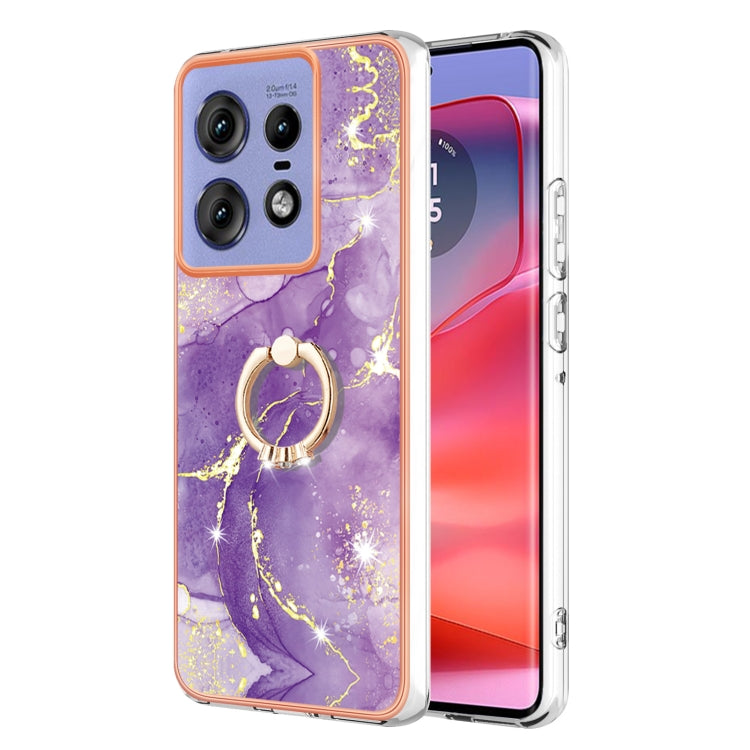 Electroplating Marble IMD TPU Phone Case with Ring Holder, For Motorola Moto G85, For Motorola Edge 50 Ultra, For Motorola Edge 50 Pro, For Motorola Edge 50 Fusion