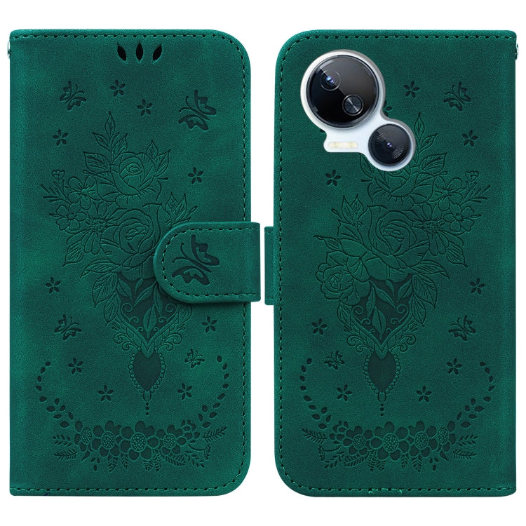 Butterfly Rose Embossed Leather Phone Case, For Tecno Camon 20 Pro 4G, For Tecno Pova 5, For Tecno Spark 10 5G, For Tecno Spark 10 Pro