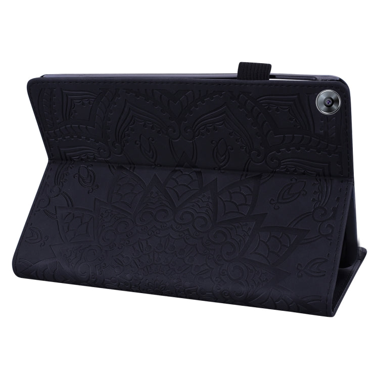 Calf Pattern Double Folding Design Embossed Leather Case with  Holder & Card Slots & Pen Slot &   Elastic Band, For Huawei MatePad T8