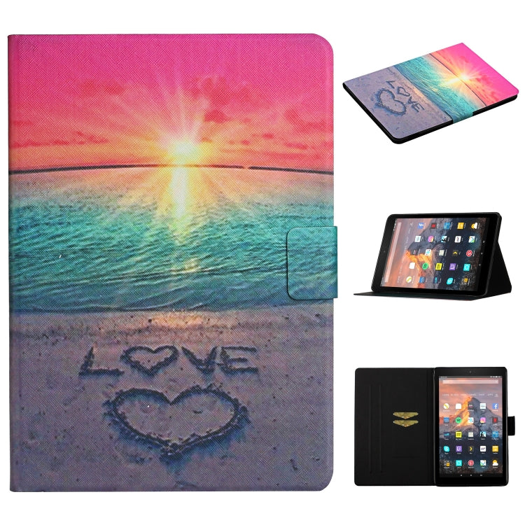 Colored Drawing Pattern Horizontal Flip Leather Case with Holder & Card Slots, For Amazon Kindle Fire HD7 (2019)