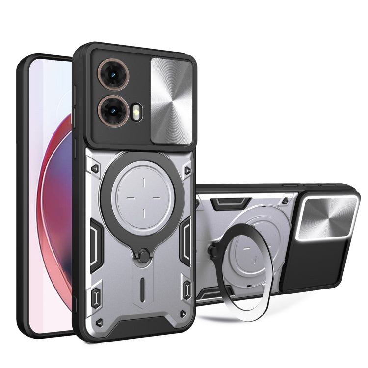 CD Texture Sliding Camshield Magnetic Holder Phone Case, For Motorola Edge 50 Neo, For Motorola Moto G85, For Motorola Edge 50 Pro Global, For Motorola Moto G24 Power