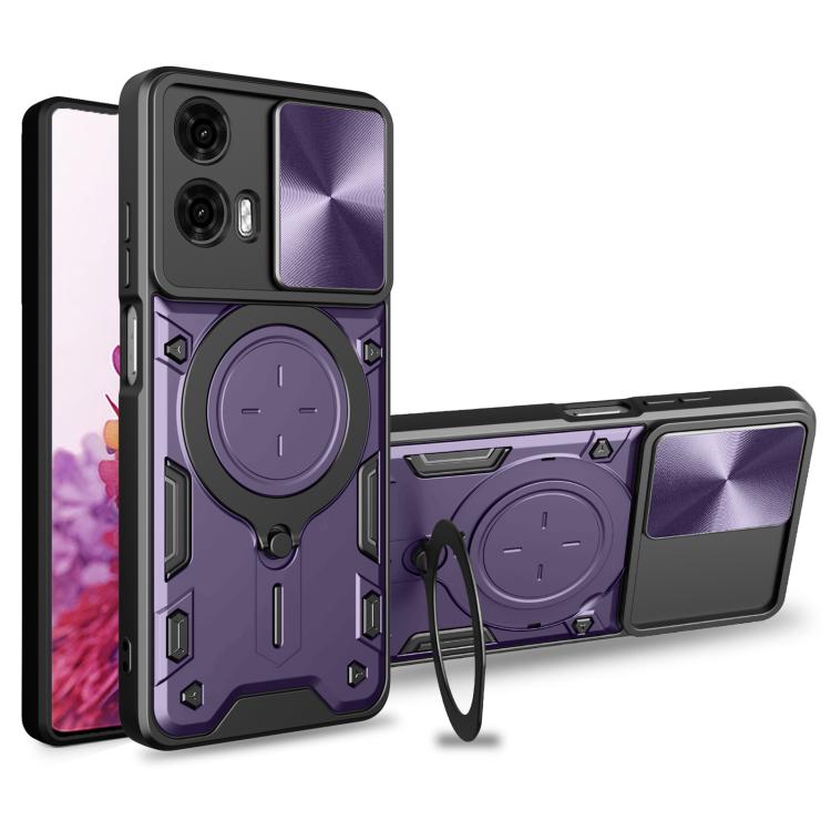 CD Texture Sliding Camshield Magnetic Holder Phone Case, For Motorola Edge 50 Pro Global, For Motorola Moto G24 Power, For Motorola Moto E13, For Motorola Moto E22 / E22i