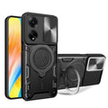 For OPPO F23 5G India / A98 5G / A1 5G CD Texture Sliding Camshield Magnetic Holder Phone Case(Black)
