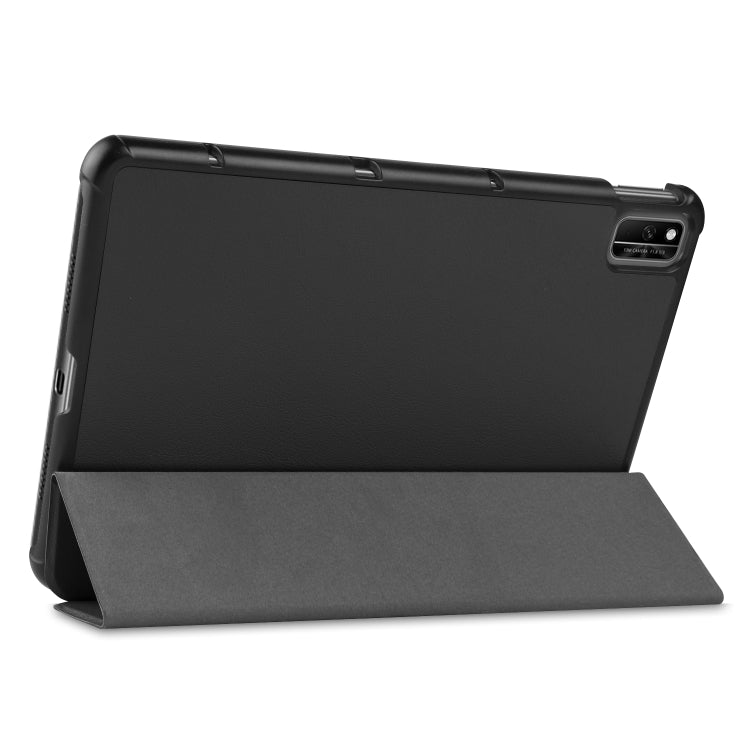 For Huawei MatePad 10.4 Custer Pattern Pure Color Tablet Horizontal Flip Leather Case with Three-folding Holder & Sleep / Wake-up Function, For Huawei MatePad 10.4