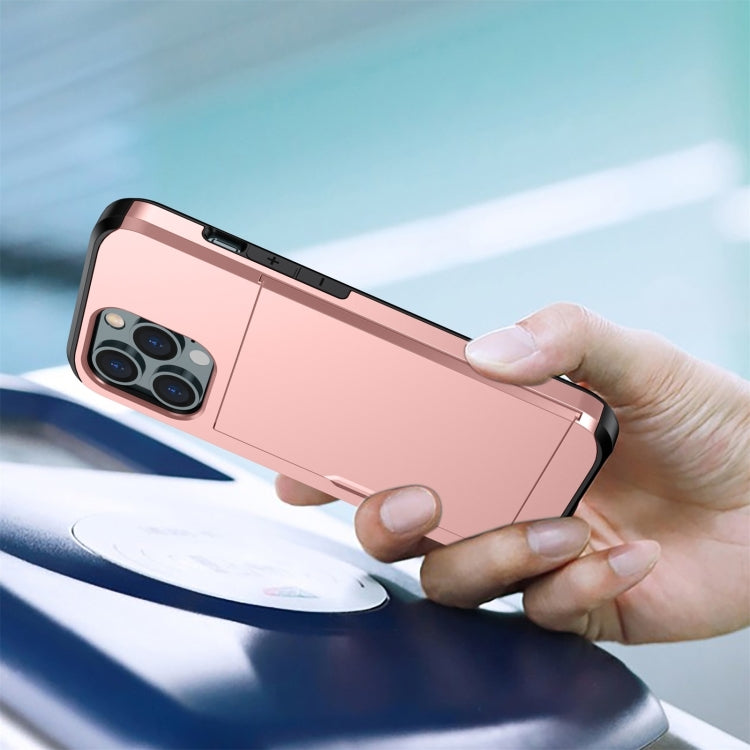 Shockproof Armor Phone Case with Slide Card Slot, For iPhone 15 Pro Max, For iPhone 15 Pro