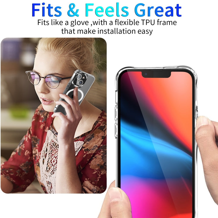 For iPhone 15 Plus Four Corner Airbags MagSafe Magnetic Phone Case(Transparent)