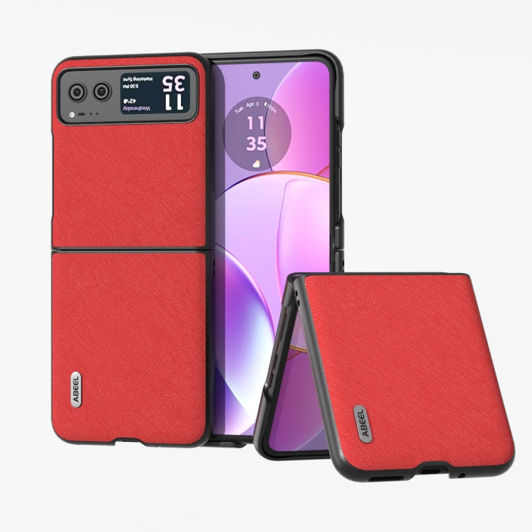 ABEEL Cross Texture Genuine Leather Phone Case, For Motorola Razr 60 Ultra, For Motorola Razr 40, For Motorola Razr 40 Ultra