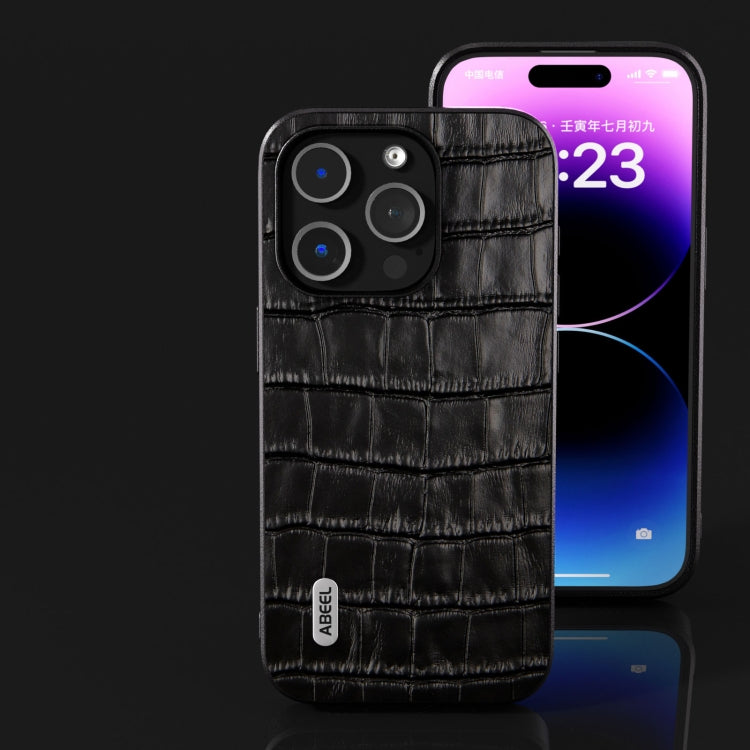 ABEEL Crocodile Texture Genuine Leather Phone Case, For iPhone 15 Plus, For iPhone 15, For iPhone 14 Plus, For iPhone 14, For iPhone 14 Pro, For iPhone 14 Pro Max