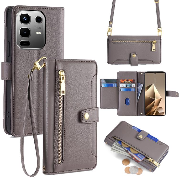 Sheep Texture Cross-body Zipper Wallet Leather Phone Case, For Infinix Note 50x 5G, For Infinix Note 50 Pro+ 5G, For Infinix Note 50 4G, For Infinix Hot 50i 4G