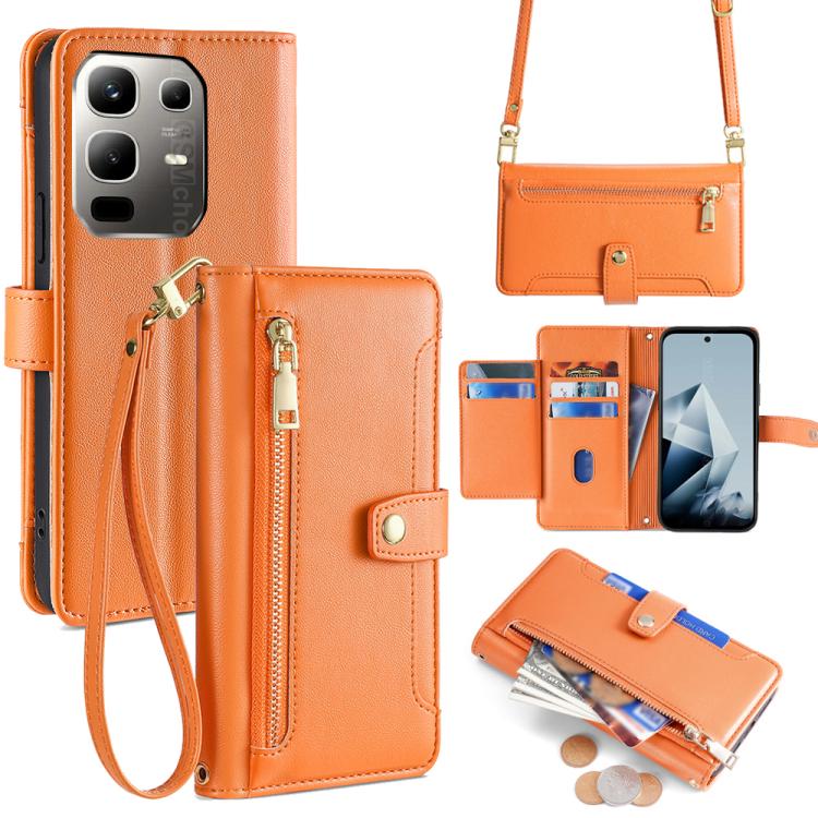Sheep Texture Cross-body Zipper Wallet Leather Phone Case, For Infinix Note 50x 5G, For Infinix Note 50 Pro+ 5G, For Infinix Note 50 4G, For Infinix Hot 50i 4G