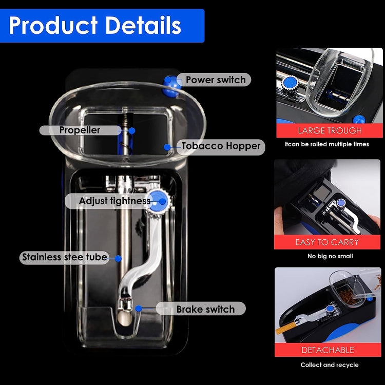 Automatic Electric Cigarette Rolling Machine Cigarette Injector Maker, Diameter: 6.5mm, Power Plug:EU Plug(Red)
