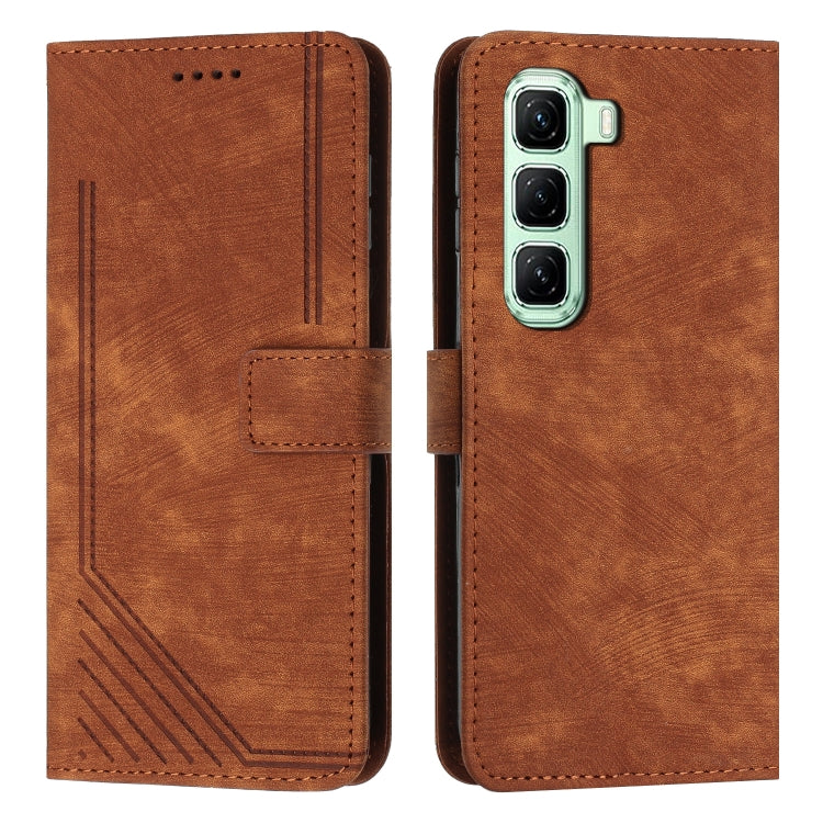 Skin Feel Stripe Pattern Leather Phone Case with Lanyard, For Infinix Hot 50 Pro+ 4G, For Infinix Note 40 5G, For Infinix GT 20 Pro, For Infinix Note 40 Pro 4G / 5G