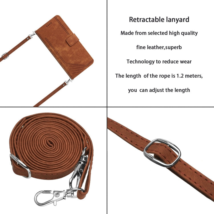 Skin Feel Stripe Pattern Leather Phone Case with Lanyard, For Infinix Hot 50 Pro+ 4G, For Infinix Note 40 5G, For Infinix GT 20 Pro, For Infinix Note 40 Pro 4G / 5G