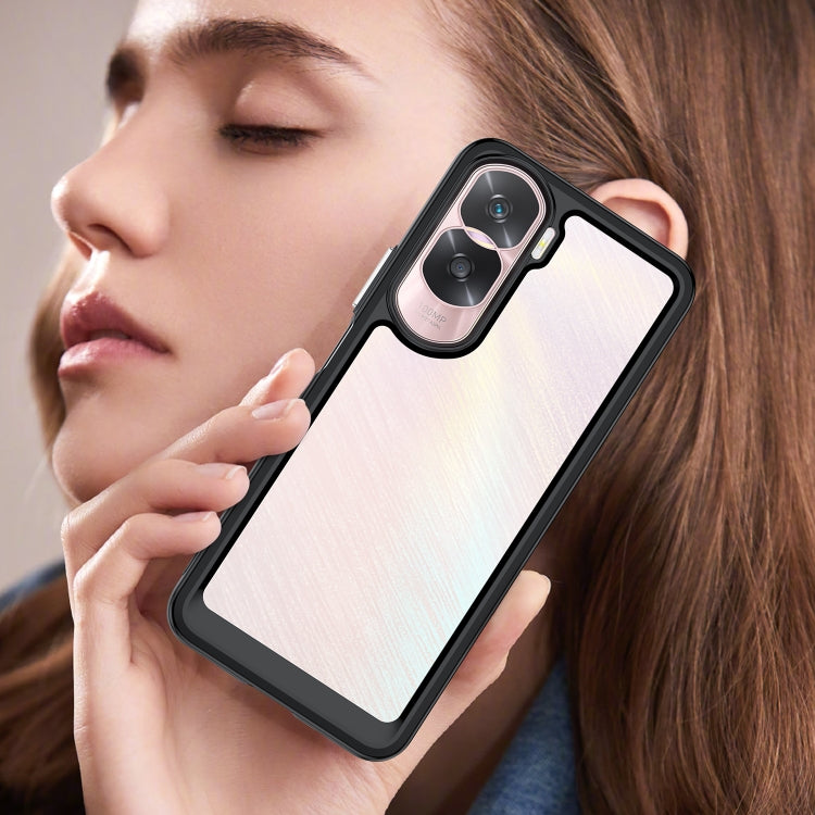 For Honor 90 Lite Colorful Series Acrylic Hybrid TPU Phone Case(Black)