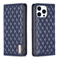 Diamond Lattice Magnetic Leather Flip Phone Case, For iPhone 16 Pro Max, For iPhone 16 Pro, For iPhone 16 Plus, For iPhone 16