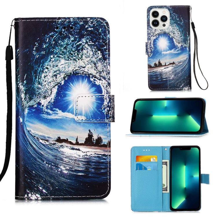 Colored Drawing Pattern Plain Weave Leather Phone Case, For iPhone 15 Pro, For iPhone 15 Plus, For iPhone 15