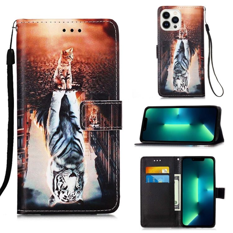 Colored Drawing Pattern Plain Weave Leather Phone Case, For iPhone 15 Pro, For iPhone 15 Plus, For iPhone 15