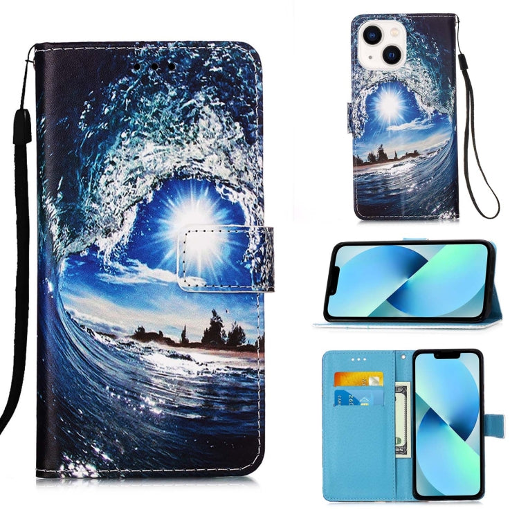 Colored Drawing Pattern Plain Weave Leather Phone Case, For iPhone 15 Pro, For iPhone 15 Plus, For iPhone 15