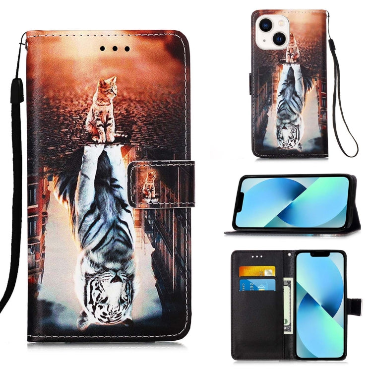 Colored Drawing Pattern Plain Weave Leather Phone Case, For iPhone 15 Pro, For iPhone 15 Plus, For iPhone 15