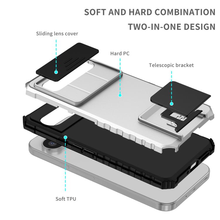 Stereoscopic Holder Sliding Camshield Phone Case, For Google Pixel 9 Pro XL, For Google Pixel 9 Pro, For Google Pixel 8 Pro
