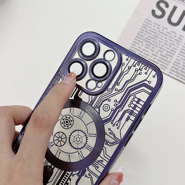 Electroplated Circuit Board Pattern MagSafe Phone Case, For iPhone 14 Pro Max, For iPhone 13 Pro Max, For iPhone 13 Pro