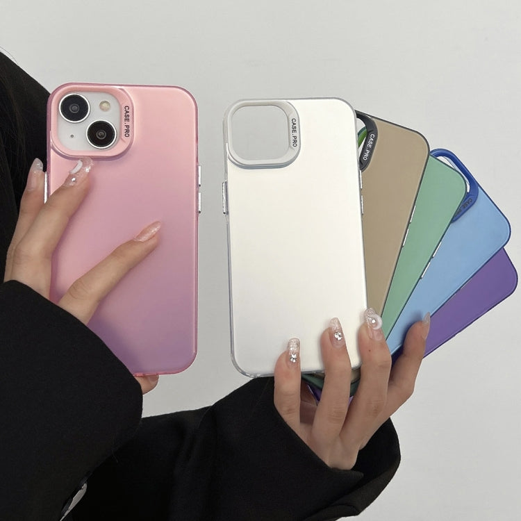 For iPhone 12 Semi Transparent Frosted PC Phone Case(Blue)