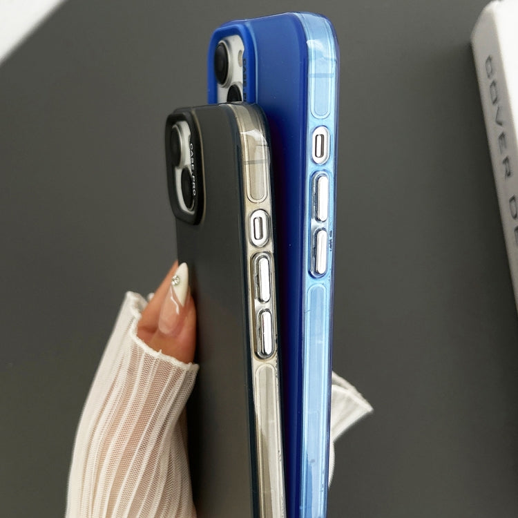 For iPhone 12 Semi Transparent Frosted PC Phone Case(Blue)