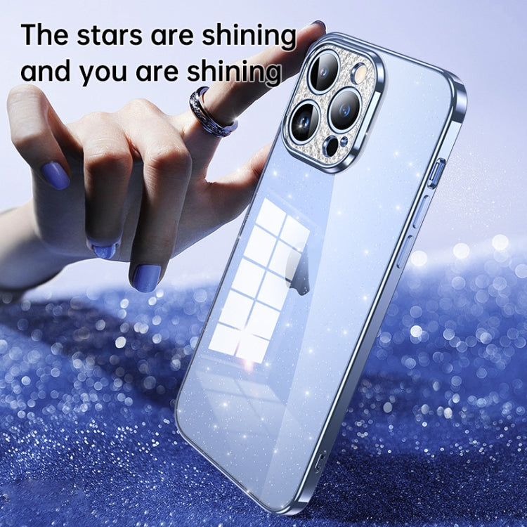 For iPhone 14 Plus SULADA Electroplated Transparent Glittery TPU Phone Case(Black)