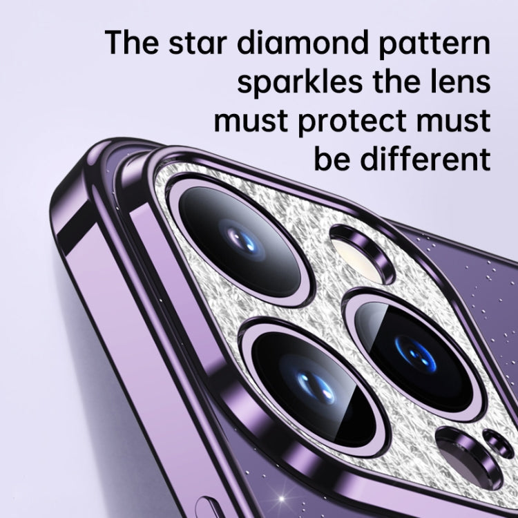 For iPhone 14 Plus SULADA Electroplated Transparent Glittery TPU Phone Case(Black)