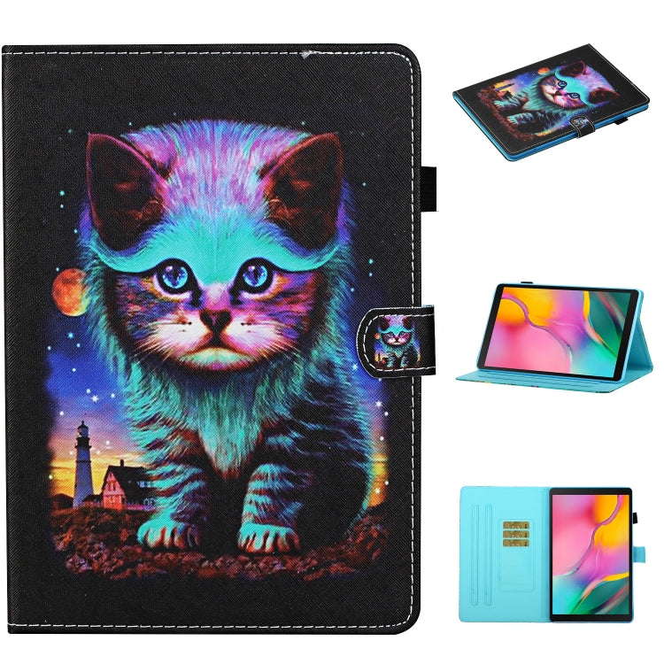Colored Drawing Stitching Horizontal Flip Leather Case, with Holder & Card Slots, For Samsung Galaxy Tab S6 Lite P610 / P615, For Huawei MediaPad T5, For Samsung Galaxy Tab A 8.0 (2019) T290, For Samsung Galaxy Tab A 10.1 (2019) T510