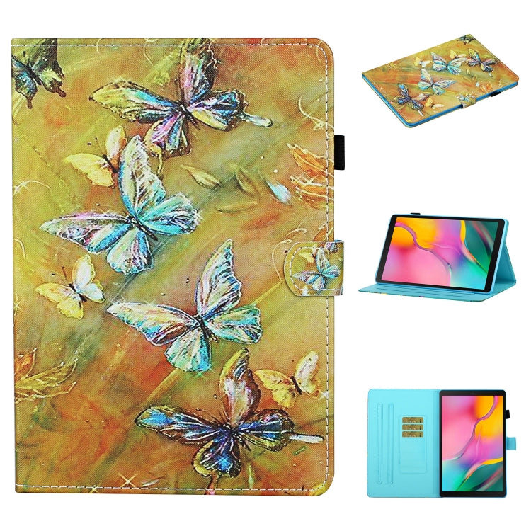 Colored Drawing Stitching Horizontal Flip Leather Case, with Holder & Card Slots, For Samsung Galaxy Tab S6 Lite P610 / P615, For Huawei MediaPad T5, For Samsung Galaxy Tab A 8.0 (2019) T290, For Samsung Galaxy Tab A 10.1 (2019) T510