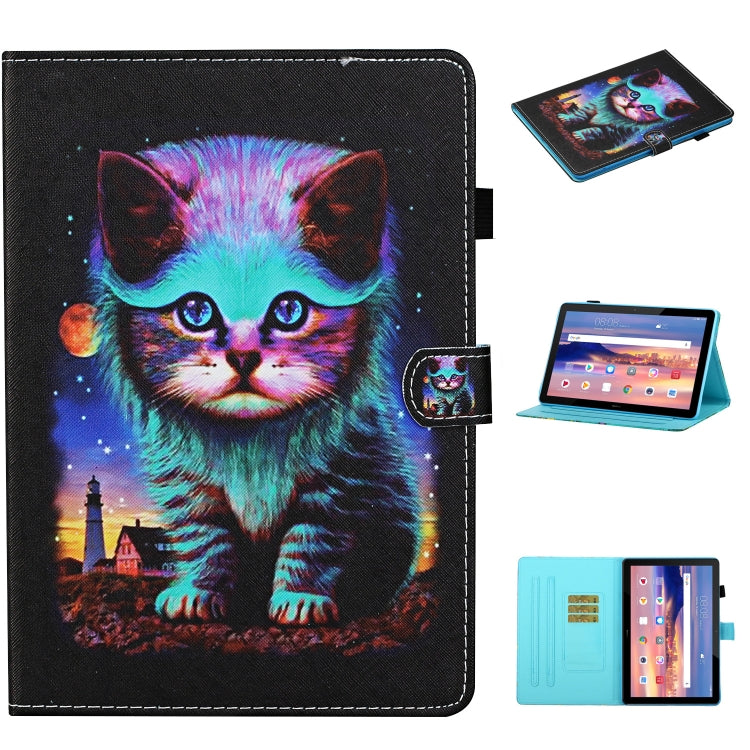 Colored Drawing Stitching Horizontal Flip Leather Case, with Holder & Card Slots, For Samsung Galaxy Tab S6 Lite P610 / P615, For Huawei MediaPad T5, For Samsung Galaxy Tab A 8.0 (2019) T290, For Samsung Galaxy Tab A 10.1 (2019) T510
