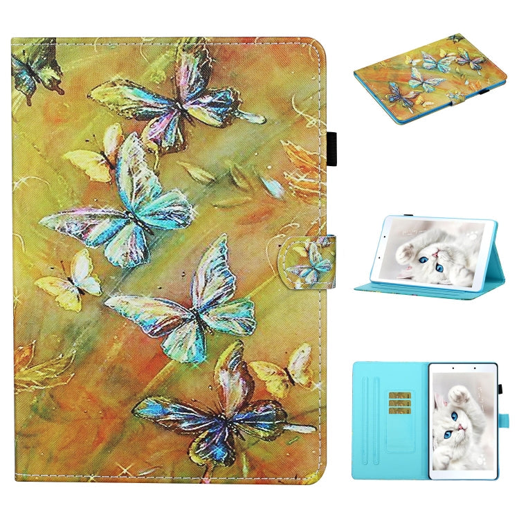 Colored Drawing Stitching Horizontal Flip Leather Case, with Holder & Card Slots, For Samsung Galaxy Tab S6 Lite P610 / P615, For Huawei MediaPad T5, For Samsung Galaxy Tab A 8.0 (2019) T290, For Samsung Galaxy Tab A 10.1 (2019) T510