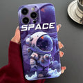 For iPhone 13 Pro Max Painted Pattern Precise Hole PC Phone Case(Purple Astronaut)