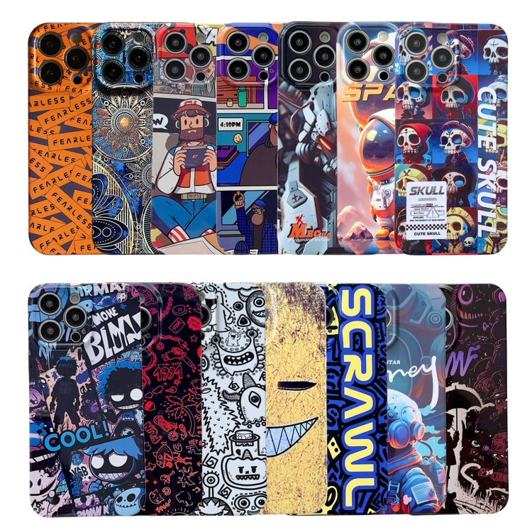 For iPhone 13 Painted Pattern Precise Hole PC Phone Case(Yellow Background Smiling)