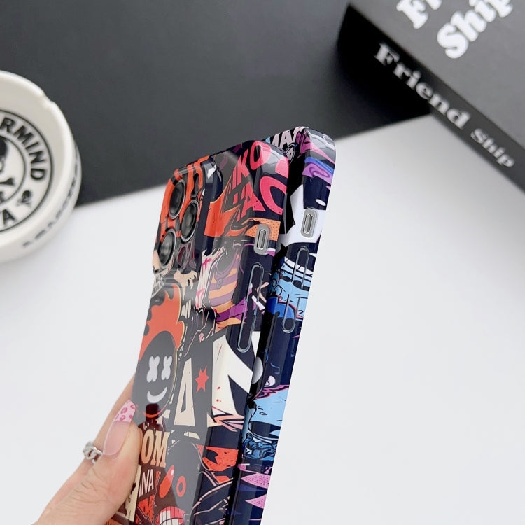 For iPhone 14 Pro Painted Pattern Precise Hole PC Phone Case(Orange Paint Astronaut)