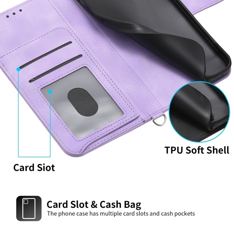 For vivo Y03 Skin-feel Flowers Embossed Wallet Leather Phone Case(Purple)