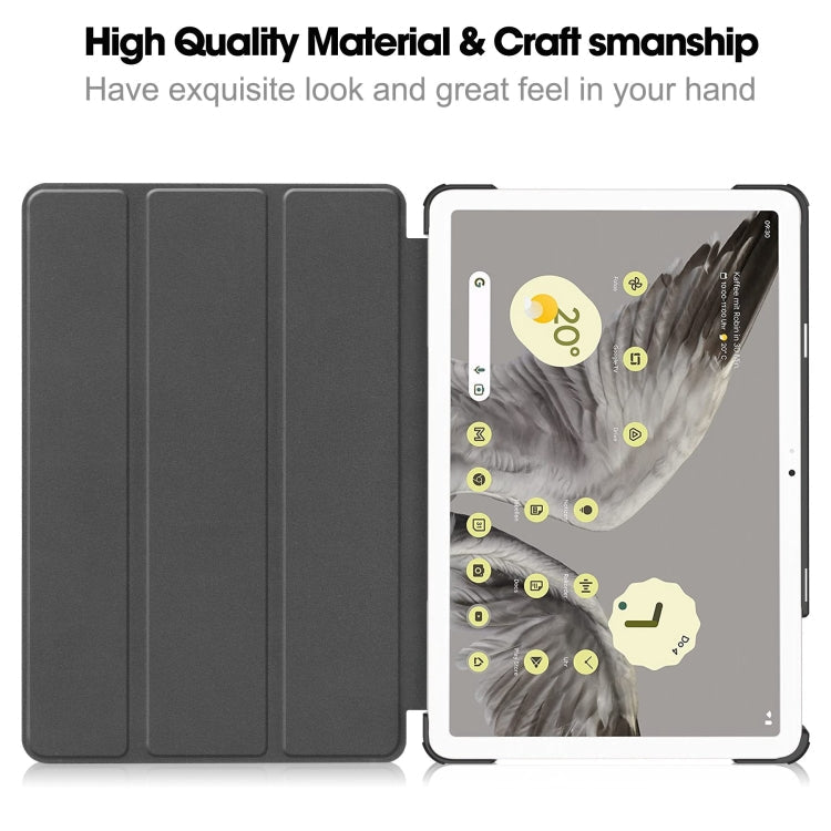 For Google Pixel Tablet Custer Painted 3-Fold Holder Smart Leather Tablet Case(Graffiti)