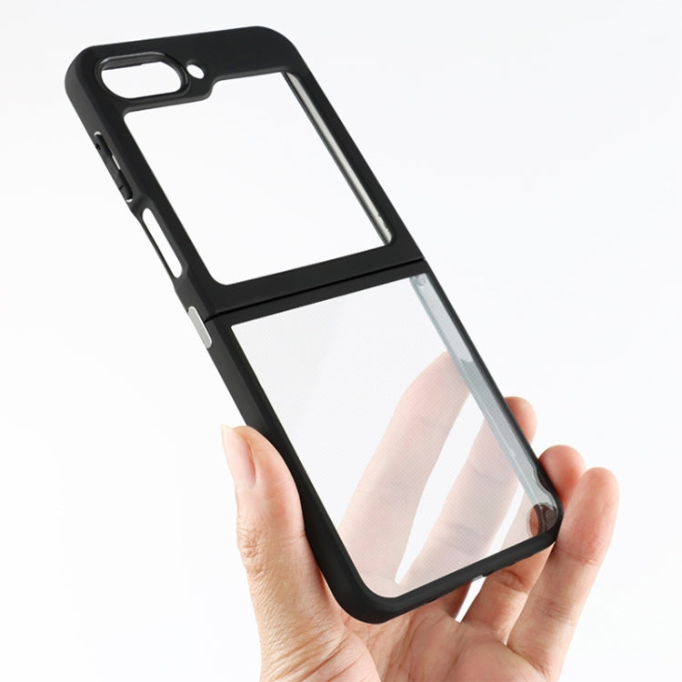 For Samsung Galaxy Z Flip5 Frosted TPU  Transparent PC Phone Case(Black)