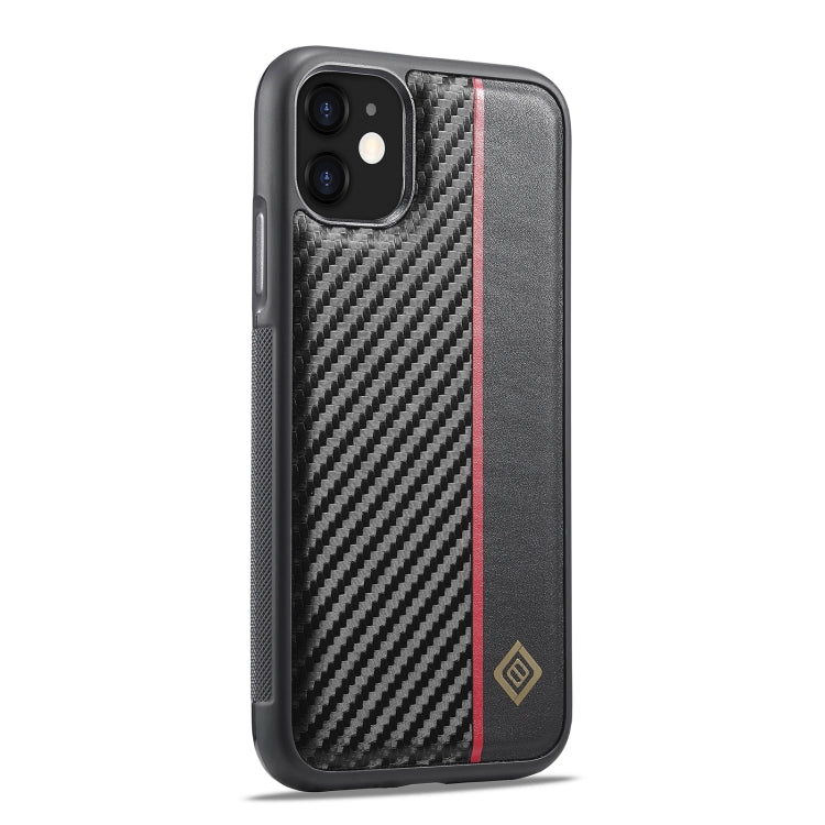 For iPhone 11 LC.IMEEKE 3 in 1 Carbon Fiber Texture Shockproof Phone Case(Black)