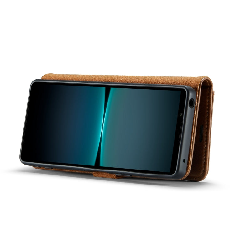 For Sony Xperia 1 V DG.MING Crazy Horse Texture Detachable Magnetic Leather Phone Case(Brown)