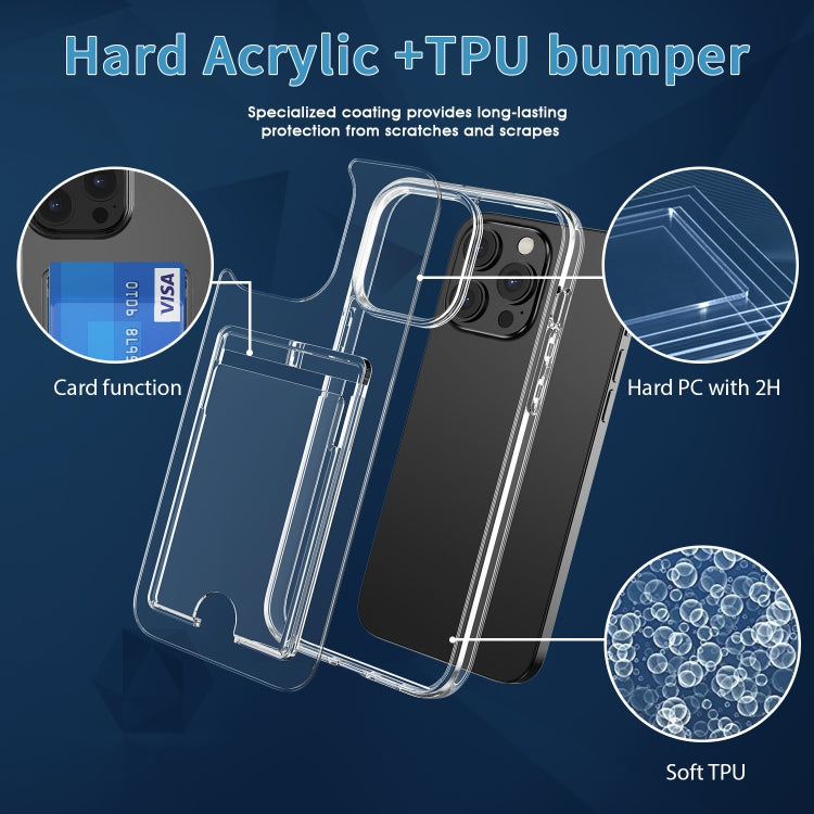 For iPhone 15 Pro Max Crystal Clear Wallet Air Bag Phone Case(Transparent)