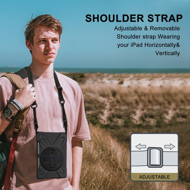 Shockproof Colorful Silicone + PC Protective Case with Holder & Shoulder Strap & Hand Strap & Pen Slot, For Samsung Galaxy Tab S6 Lite P610, For iPad Pro 12.9 2021 / 2020