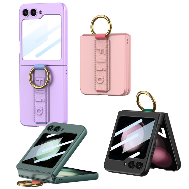 For Samsung Galaxy Z Flip5 GKK Integrated Ultrathin Shockproof Phone Case with Ring Wrist Strap(Purple)