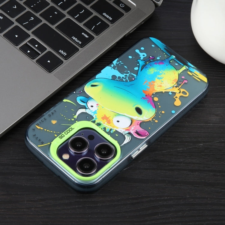 For iPhone 12 Pro Animal Pattern Oil Painting Series PC  TPU Phone Case(Happy Pig)