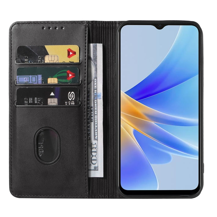 For OPPO A17 / A17K Magnetic Closure Leather Phone Case(Black)