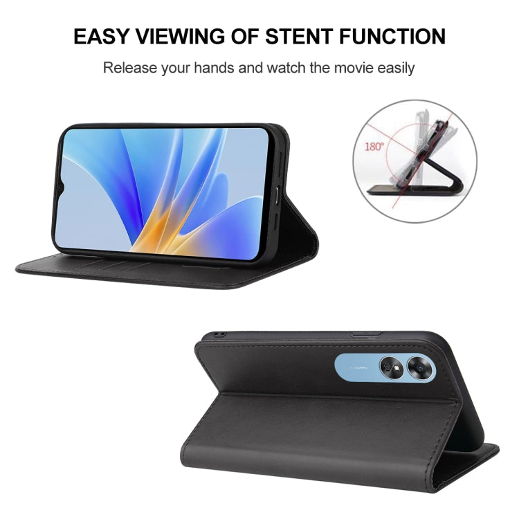For OPPO A17 / A17K Magnetic Closure Leather Phone Case(Black)