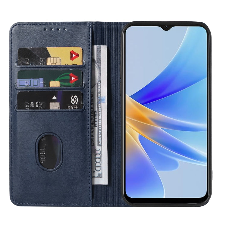For OPPO A17 / A17K Magnetic Closure Leather Phone Case(Blue)