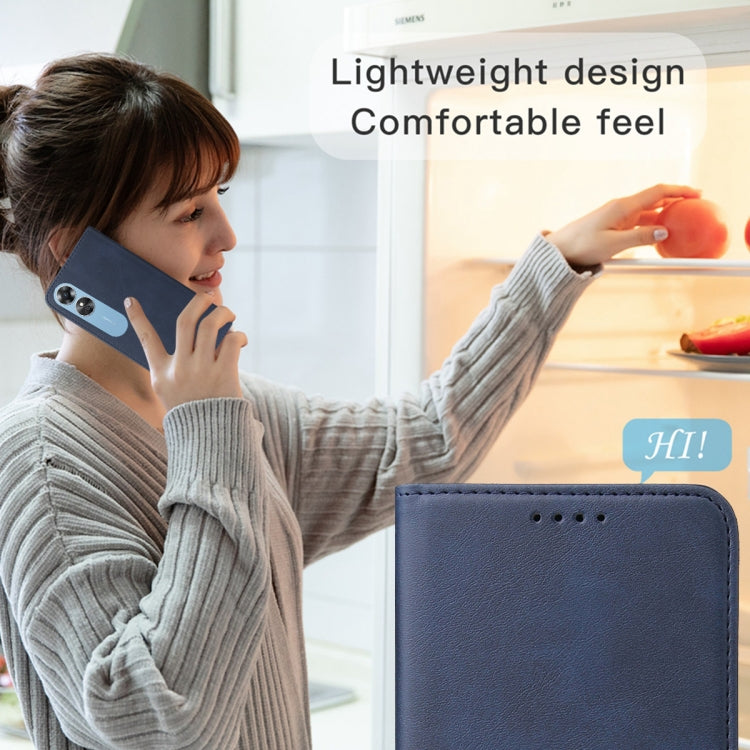 For OPPO A17 / A17K Magnetic Closure Leather Phone Case(Blue)
